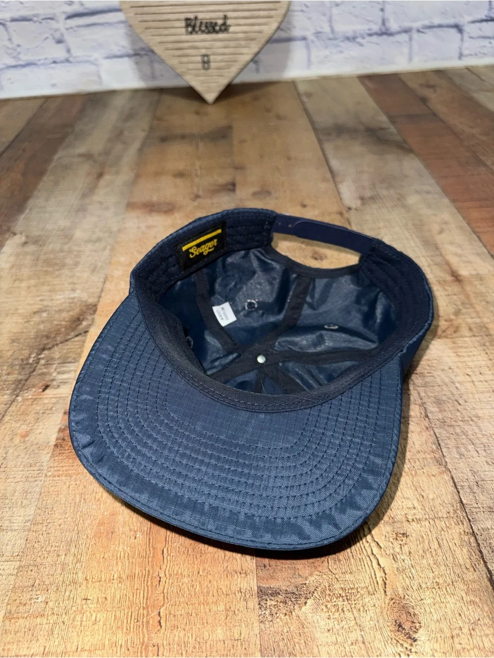 Seager Grit Company Ramblin' Man Snapback Hat Navy Blue Adjustable Cap
